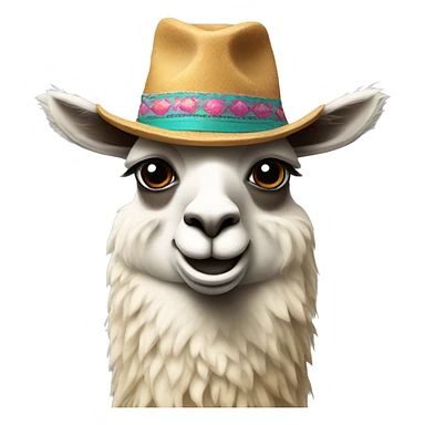 Llama with a hat sticker