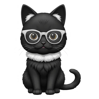 black cat full body wearing white glasses with square modern frames sticker