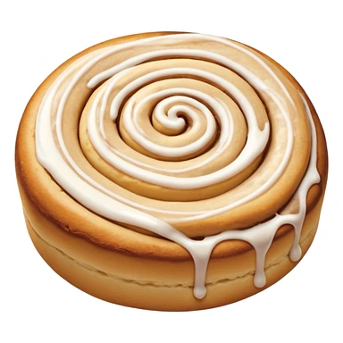 a cinnamon roll single layer cookie with only 2 swirls and full glaze sticker