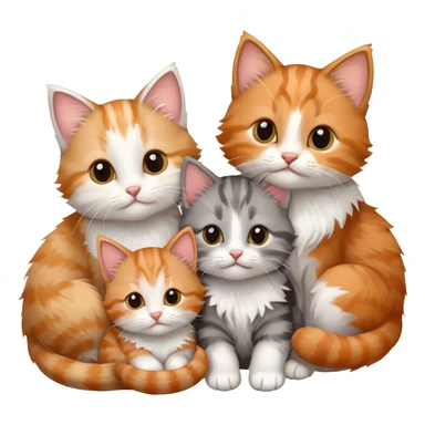 3 tiny kittens cuddling together all different colours, the first one is grey and white, the second is ginger and white and the third is brown tabby and white sticker