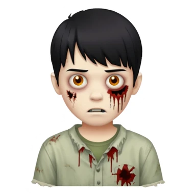 Menino de cabelo liso preto com franja zumbi sticker