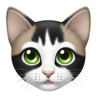 Black white and brown kitten with green eyes sticker
