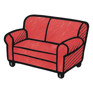 red sofa 3/4 inclined angle sticker