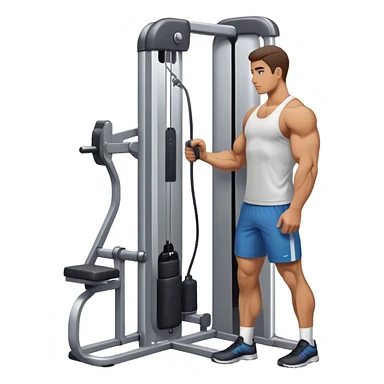 side-view man standing cable-machine tricep-pushdown sticker