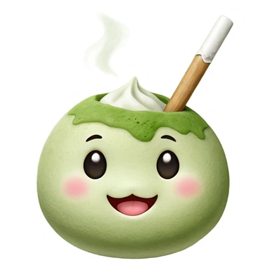 Matcha mochi cute face smoking joint sticker