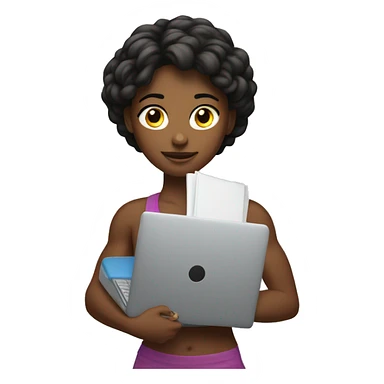 side muscular girl with laptop  sticker