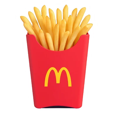 McDonald's French fries, realistic style, red fry box with golden fries, no text, clean background sticker