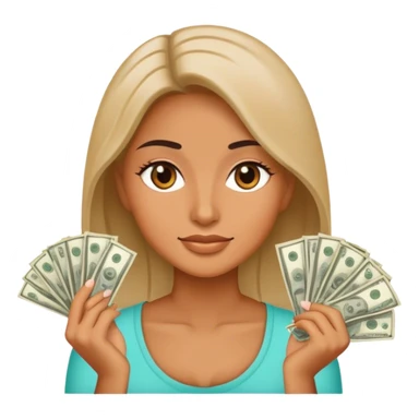 woman with a lot of money sticker