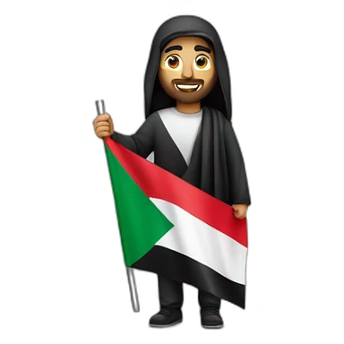 Arab Men holding Palestinian flag sticker