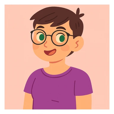 Change the shirt color to purple, keep everything else the same, in a style suitable for editing. sticker