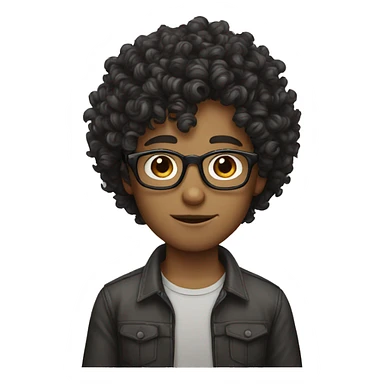 Curly hair boys with glasses sticker