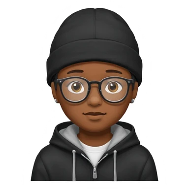 black boy with beanie and hoodie and glasses sticker