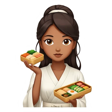 Beautiful woman in 1950’s woman fashion look, white dress, long dark brown hair, Japanese bento sticker