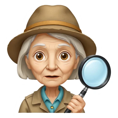 Explorer old woman with magnifying glass sticker