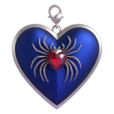 gothic heart, midnight blue silk texture, silver spider charm, elegant and moody sticker