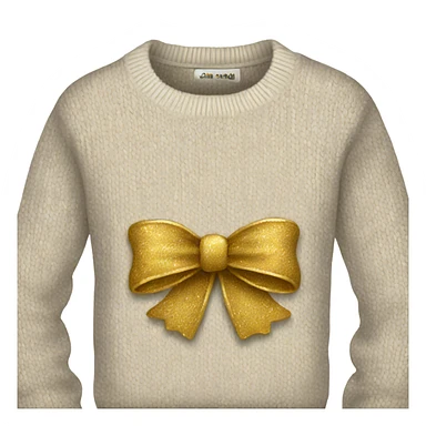 Knit sweater with golden bow glittery design sticker
