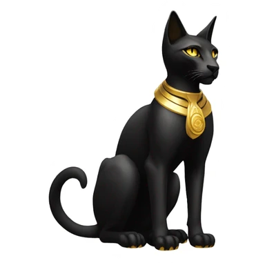 Black godly overpowered ethereal majestic Egyptian Cat. Golden Anubis-Rings and yellow ring-markings. Full body sticker