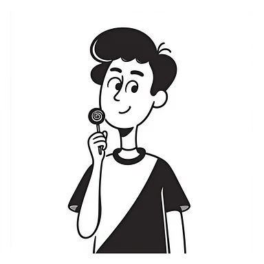 RCB cricket player eating a lollipop, hand drawn doodle style sticker