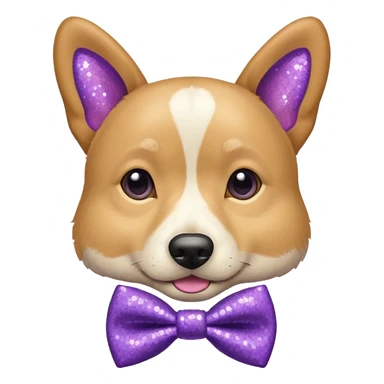 Cachorro adulto com gravata roxa com glitter sticker