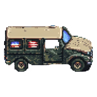 military truck with camouflage pixel art sticker