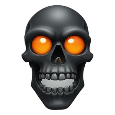 black skull, orange eye sockets, muscular jaw sticker