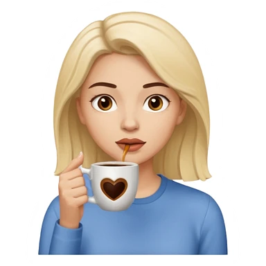 Woman drinking coffee and The edges of the eyes are wide open in the morning sticker