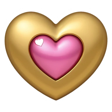 gold heart with one mini pink heart inside of it  sticker