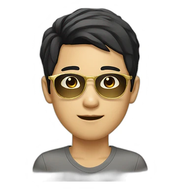 asian guy with gold glasses and blonde and black hair asian girl sticker