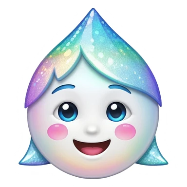 glitter white happy sticker