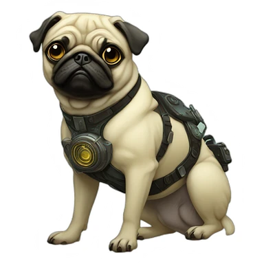 A cyberpunk pug in Art Nouveau style during 1910 sticker
