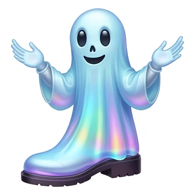 A holographic ghost with boots sticker
