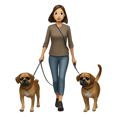 Mid 30s filipina walking two brown pugaliers on leash sticker