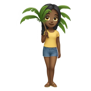 Girl carrying small palm tree sticker