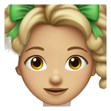 tan girl and green eyes with pink bow sticker