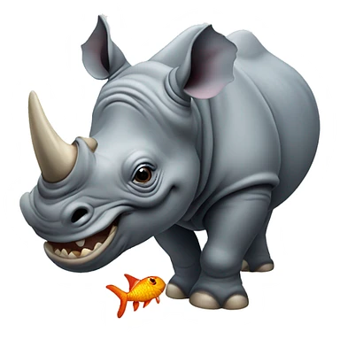 rhinoceros with fish in its mouth sticker
