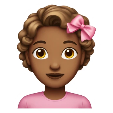 girl with brown hair blowout and brown eyes with pink bow in hair sticker