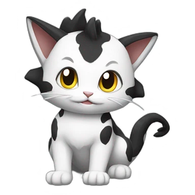Sitting-Black-and-White-cat-dragon-type-pokemon sticker
