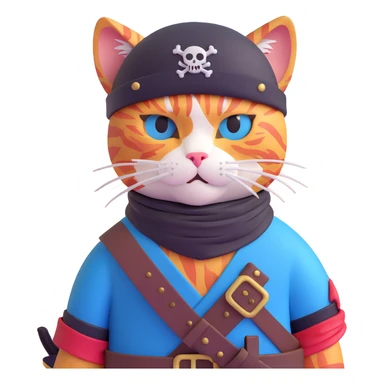 Skibidi cat pirate with a helmet and eye patch in a war zone sticker