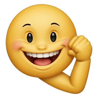 Smiley face biting an arm sticker