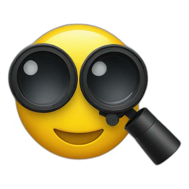 A yellow smile emoji looking something through binoculars  sticker
