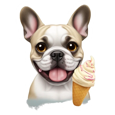french bulldog eating icecream sticker