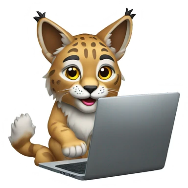A lynx with a laptop sticker