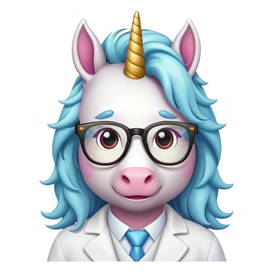 unicorn with majestic hair wearing glases sticker