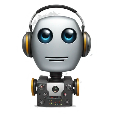 robot listening to music sticker