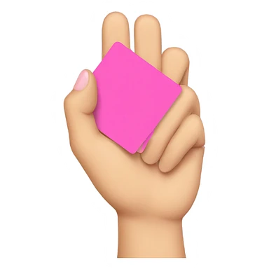 a hand holds a pink card sticker
