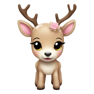 Cute beige baby reindeer white and baby pink sticker
