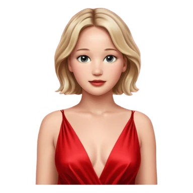Jennifer Lawrence, in a red dress sticker