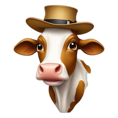 Cow with hat sticker