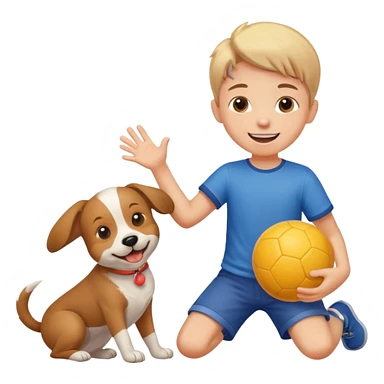kid and dog playing with ball sticker