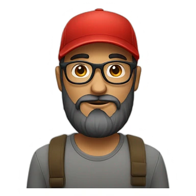 bearded portuguese designer with glasses and a red cap sticker